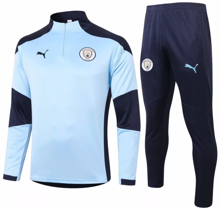 Kit treinamento  oficial Puma Manchester City 2020 2021 Azul claro